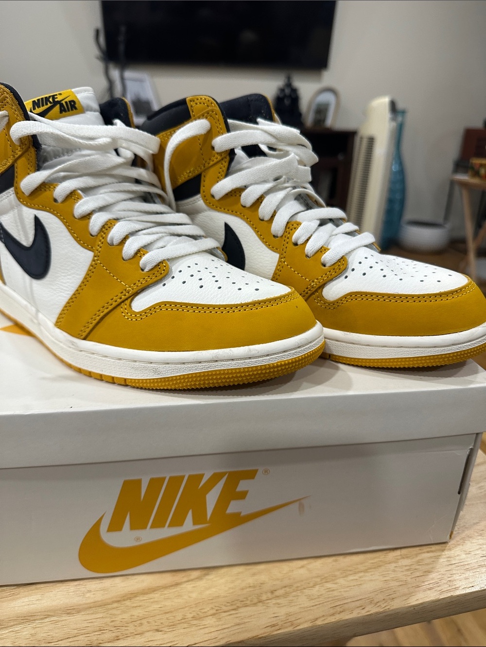 Nike Men’s High-Top Sneakers in Yellow, White & Black